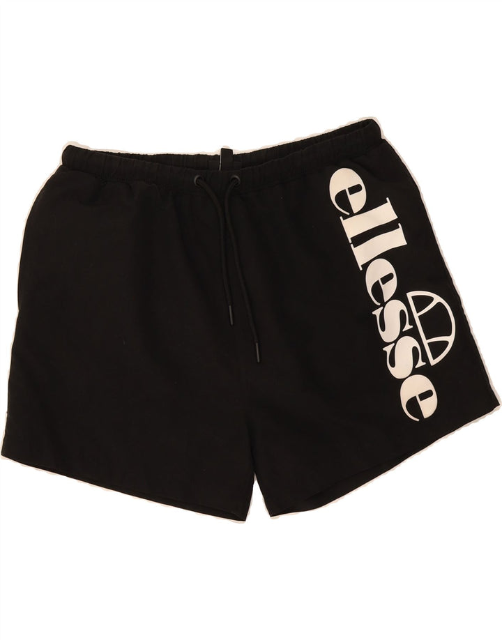 ELLESSE Mens Graphic Sport Shorts Medium  Black Polyester Vintage Ellesse and Second-Hand Ellesse from Messina Hembry 
