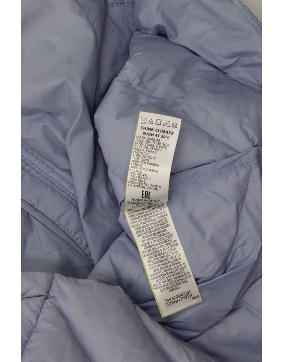 Женская стеганая куртка Marks & Spencer UK 12, средний синий полиамид