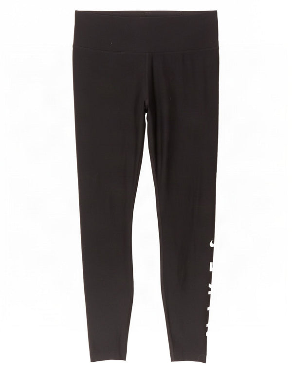 Женские леггинсы с рисунком Nike Dri Fit UK 14, средний черный, полиэстер