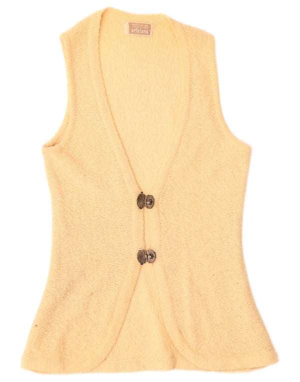 ARTELANA Женский кардиган без рукавов UK 10 Маленький Желтый