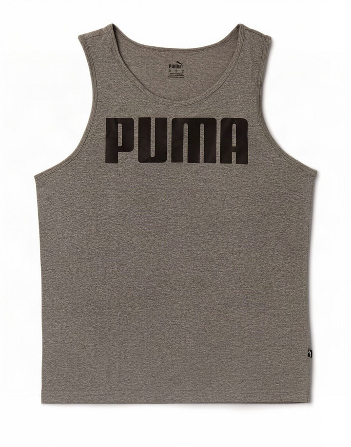 Мужской жилет с рисунком Puma, хлопковый топ среднего серого цвета с крапинками