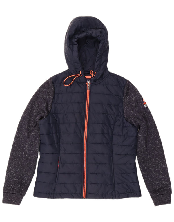 Женский свитер с капюшоном на молнии Superdry Storm Hybrid UK 12, средний, темно-синий