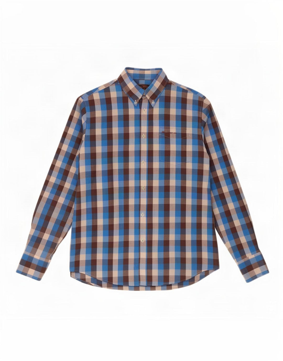 Мужская рубашка Ben Sherman XL, синяя, хлопок в мелкую клетку
