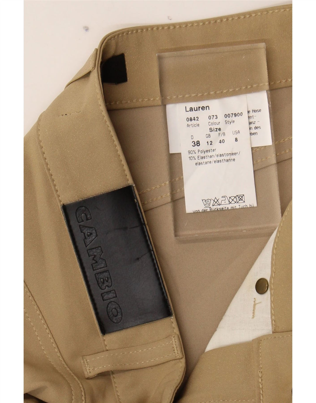CAMBIO Womens Bootcut Casual Trousers UK 12 Medium W30 L32 Beige Polyester Vintage Cambio and Second-Hand Cambio from Messina Hembry 