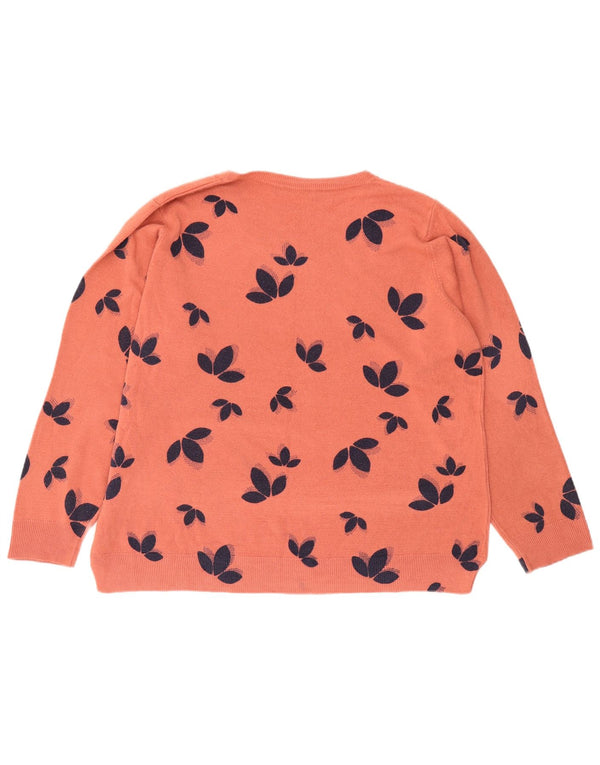 Женский джемпер с круглым вырезом Marks & Spencer, Великобритания, 22, 3XL, розовый с цветочным принтом