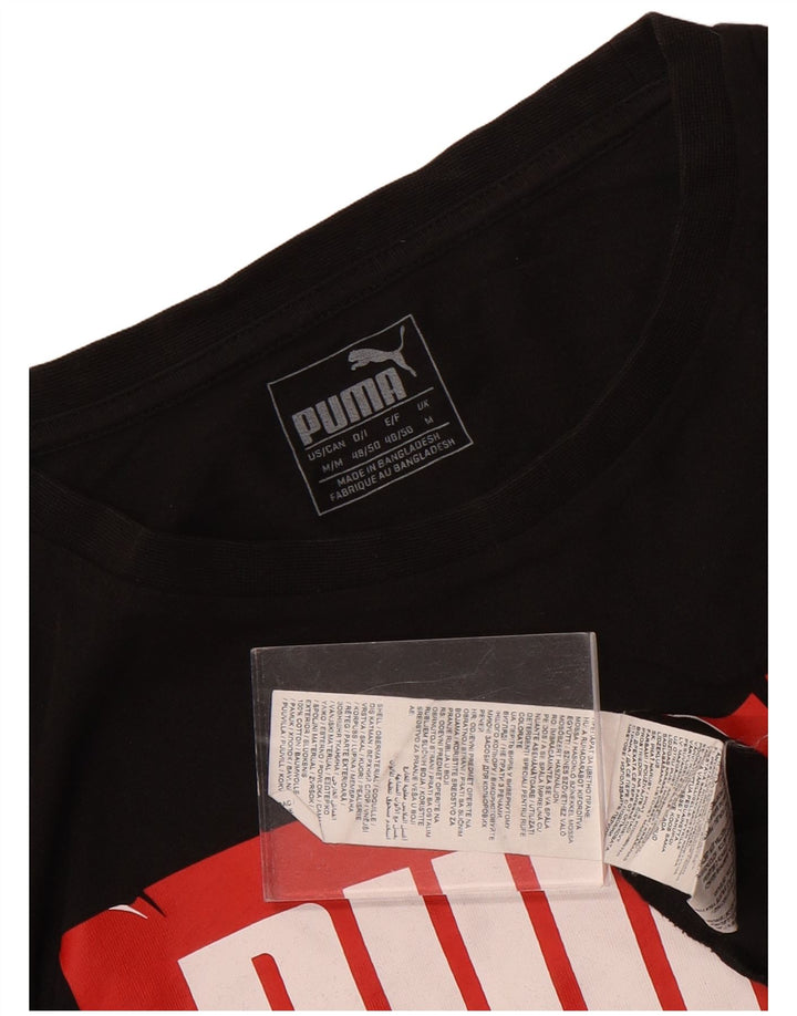 Мужская футболка с рисунком Puma, средний черный хлопок