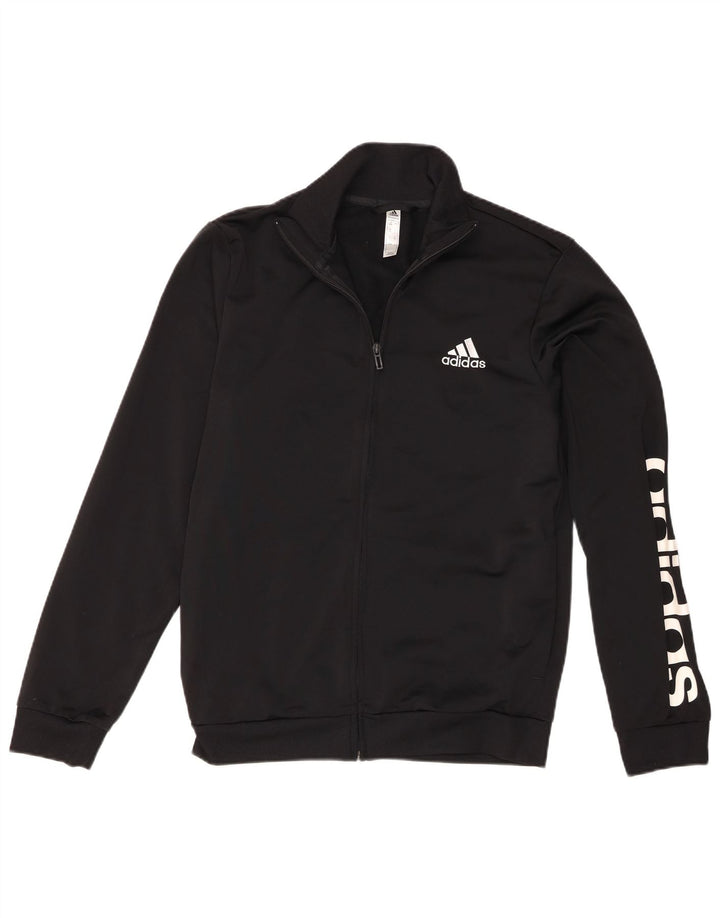Мужская спортивная куртка Adidas с графическим рисунком UK 38/40, средний черный полиэстер