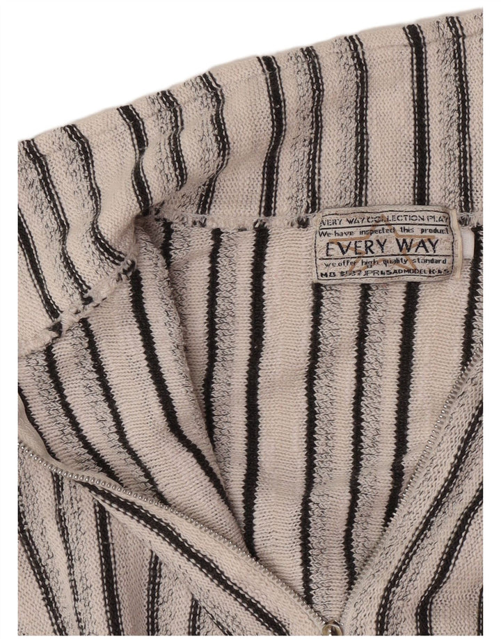 Винтажный мужской свитер с воротником поло, средний белый полосатый свитер