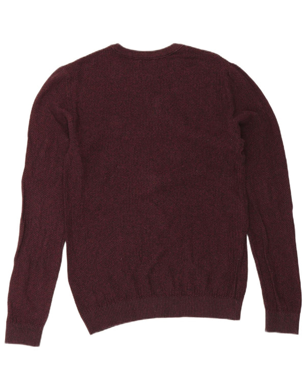 Мужской джемпер с круглым вырезом Jack & Jones, средний бордовый хлопковый крапчатый свитер