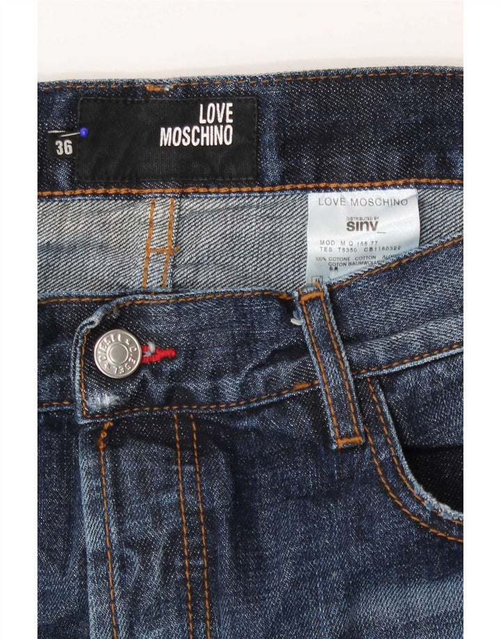 Moschino Мужские потертые прямые джинсы W36 L36 Синие хлопковые