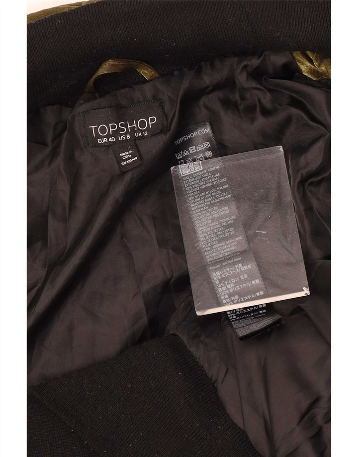 Женский велюровый бомбер Topshop UK 12, средний золотой полиэстер