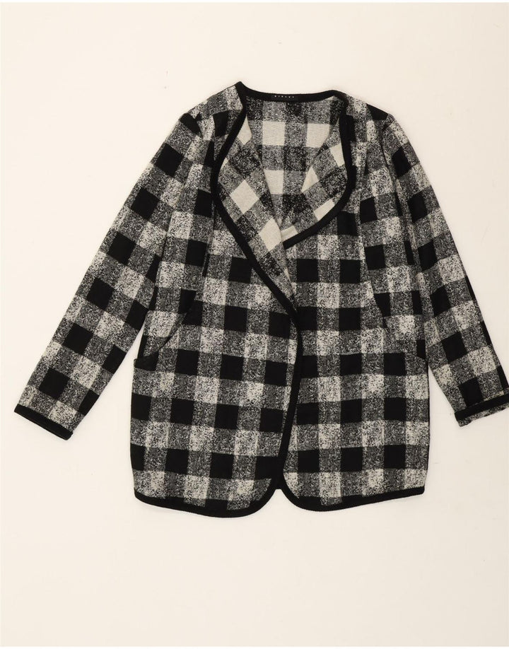 Женский пиджак оверсайз Sisley UK 6 XS, черный, акрил в мелкую клетку