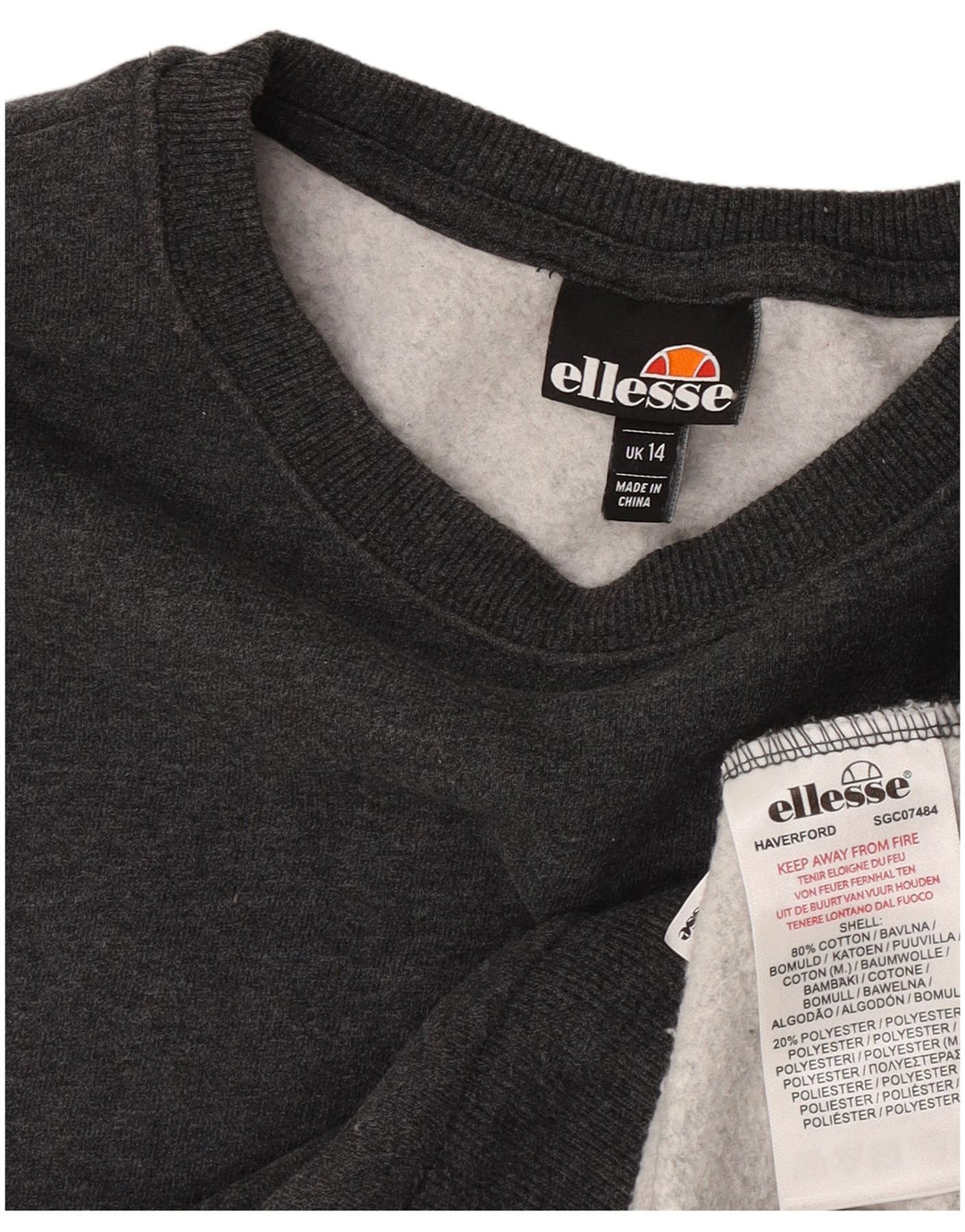 Женский свитер Ellesse UK 14, большой серый хлопок