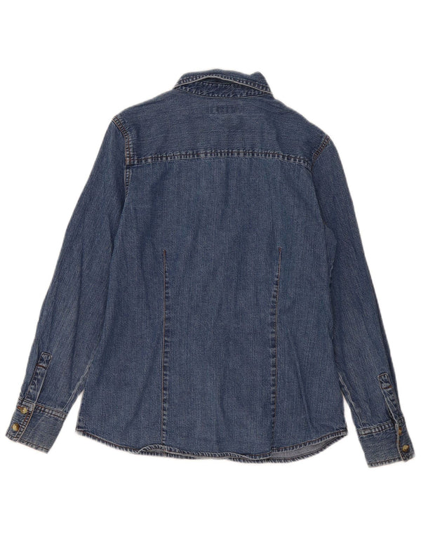 Женская джинсовая рубашка свободного кроя Eddie Bauer UK 6 XS, синяя, хлопок