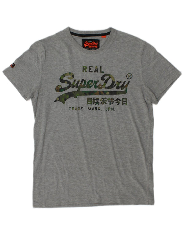 SUPERDRY Мужская футболка с рисунком Верх среднего серого цвета, хлопок