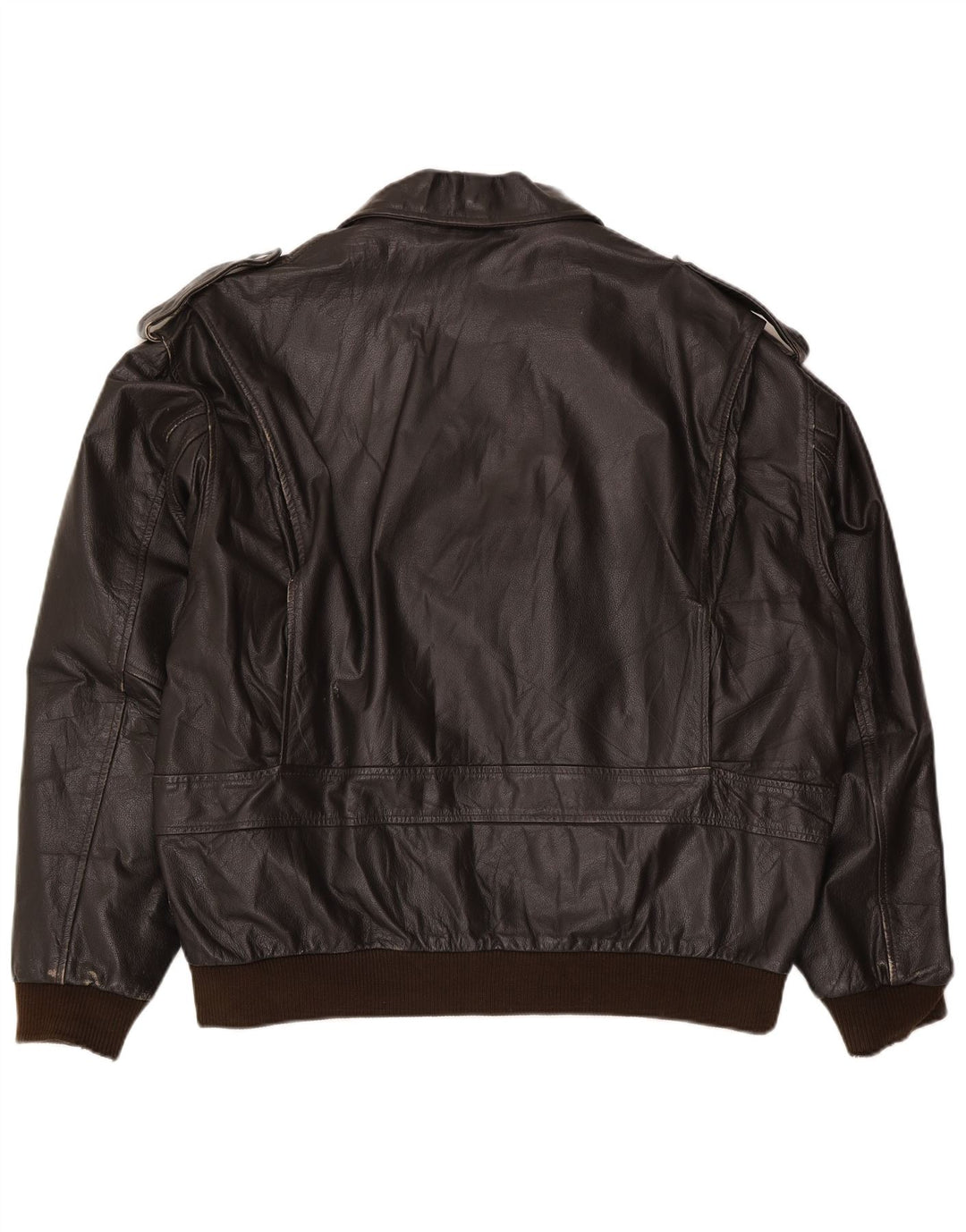 Винтажная мужская кожаная куртка в стиле милитари IT 56 3XL Коричневая