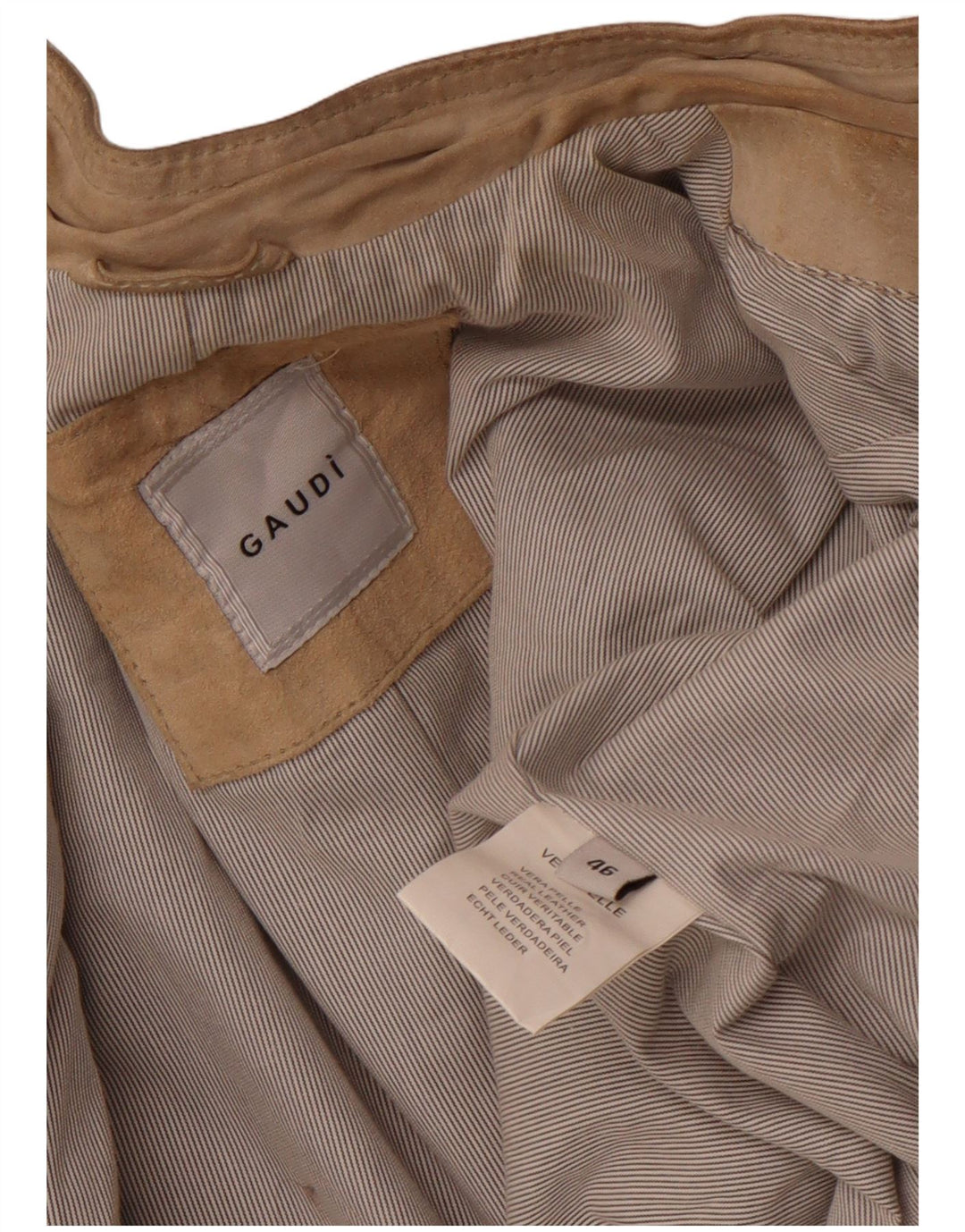 Женский замшевый бомбер GAUDI IT 46, большой, бежевый кожаный