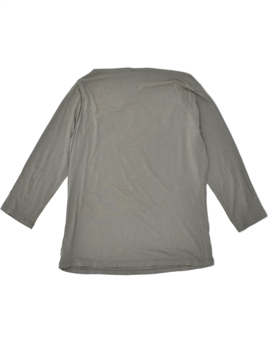 TRUSSARDI Womens Graphic Top 3/4 Sleeve UK 18 XL Grey Cotton | Vintage Trussardi | Thrift | Second-Hand Trussardi | Used Clothing | Messina Hembry 