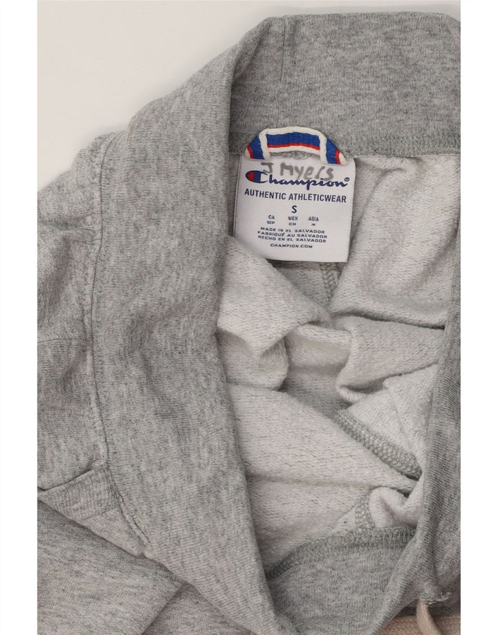 CHAMPION Mens Graphic Tracksuit Trousers Joggers Small Grey Flecked Cotton