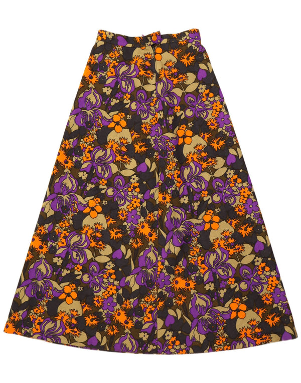 ВИНТАЖНАЯ женская макси-юбка с высокой талией W28, средняя, разноцветная с цветочным принтом