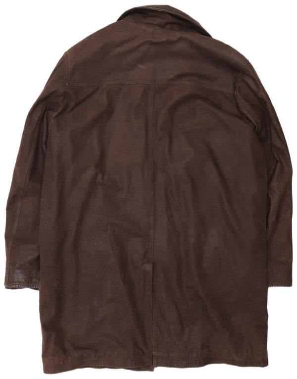 Винтажное мужское кожаное пальто UK 44 2XL Коричневое классическое