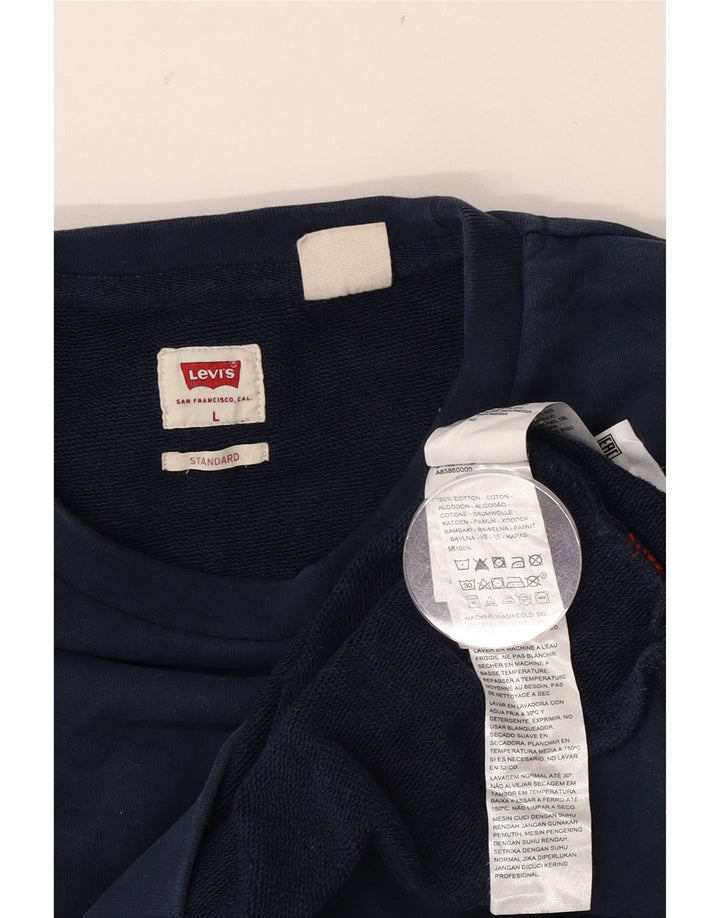 Мужской свитшот Levi's Standard с рисунком, большой размер, темно-синий, хлопковый