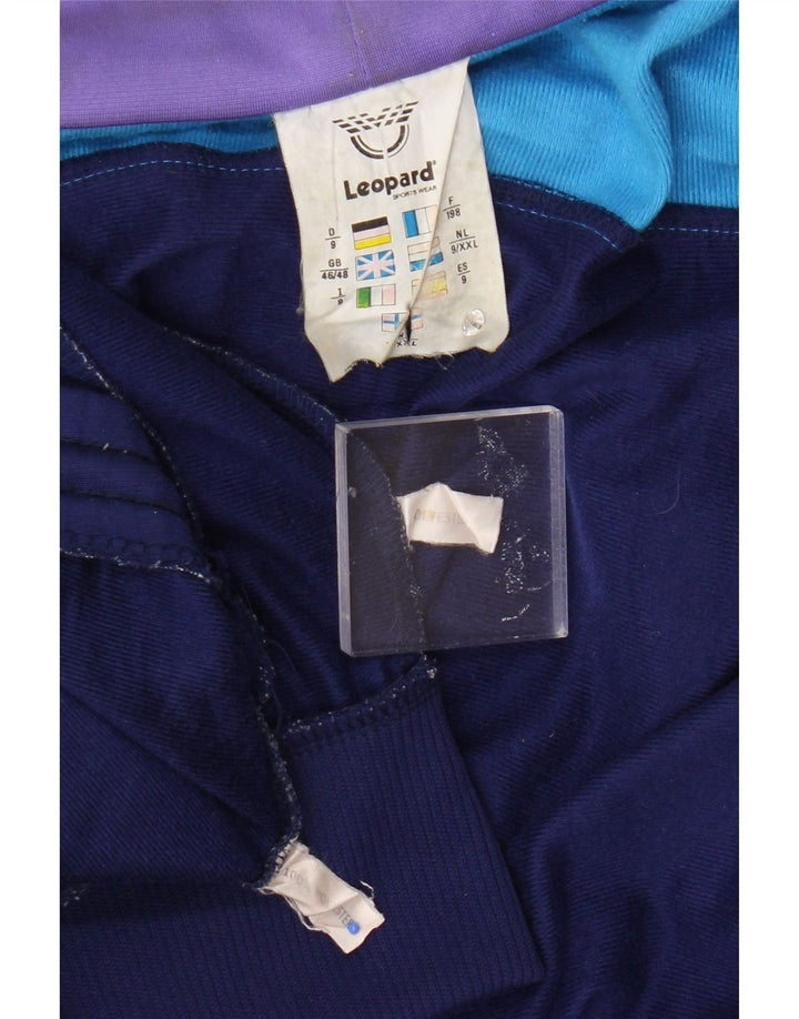 Мужской спортивный костюм с леопардовым принтом UK 46/48 XL, темно-синий, полиэстер с цветными блоками