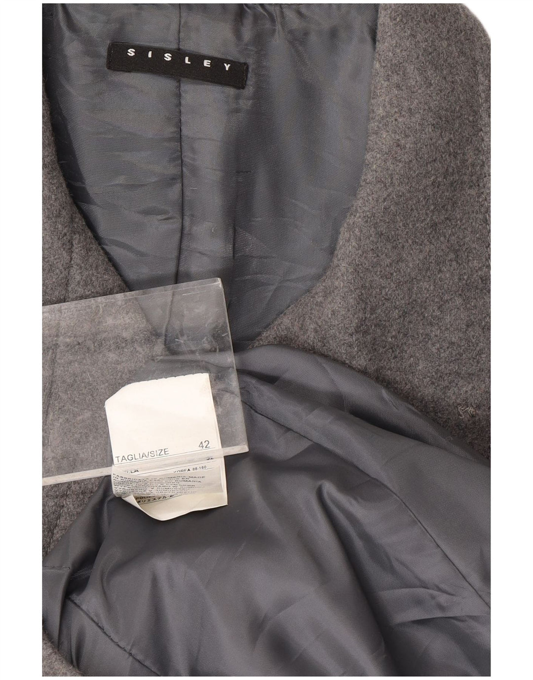 SISLEY Женское Пальто IT 42 Средне-Серый Шерстяной