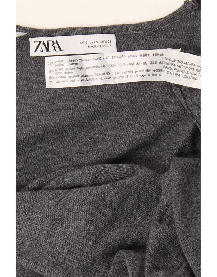 Женское платье-джемпер с длинными рукавами Zara UK 10, маленький серый полиэстер