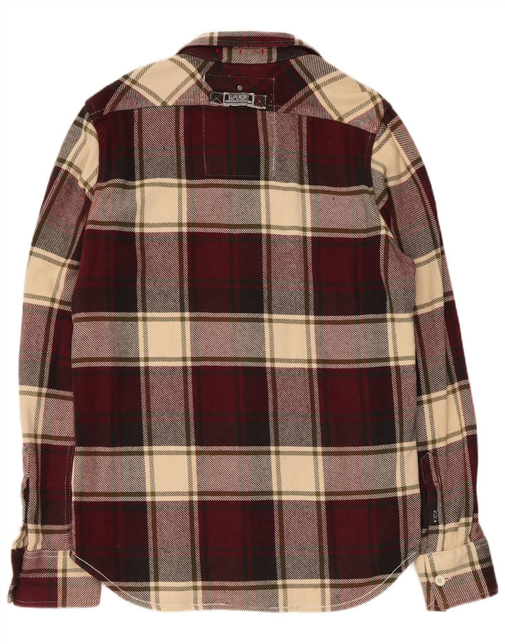 Мужская фланелевая рубашка Superdry, большая бордовая клетка, хлопок