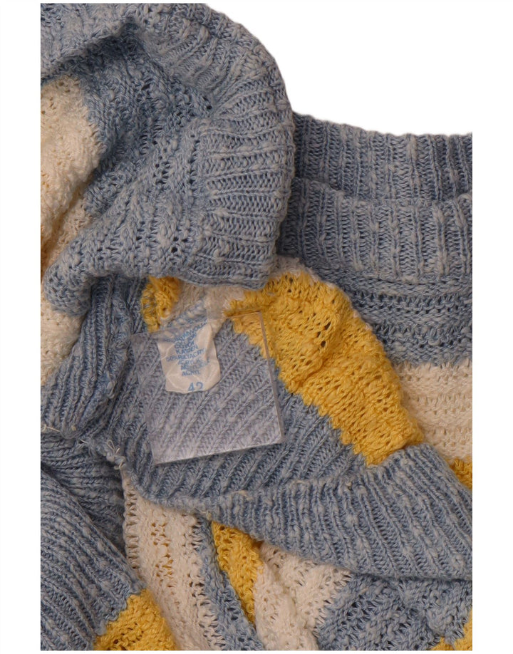 ВИНТАЖНЫЙ женский джемпер с вырезом «лодочка» IT 42, хлопковый средний цвет в синюю полоску