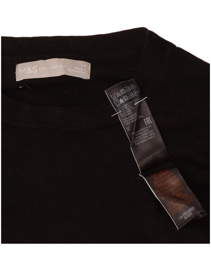 Женский джемпер с круглым вырезом Marks & Spencer, Великобритания, 14, большой, черный, шерстяной