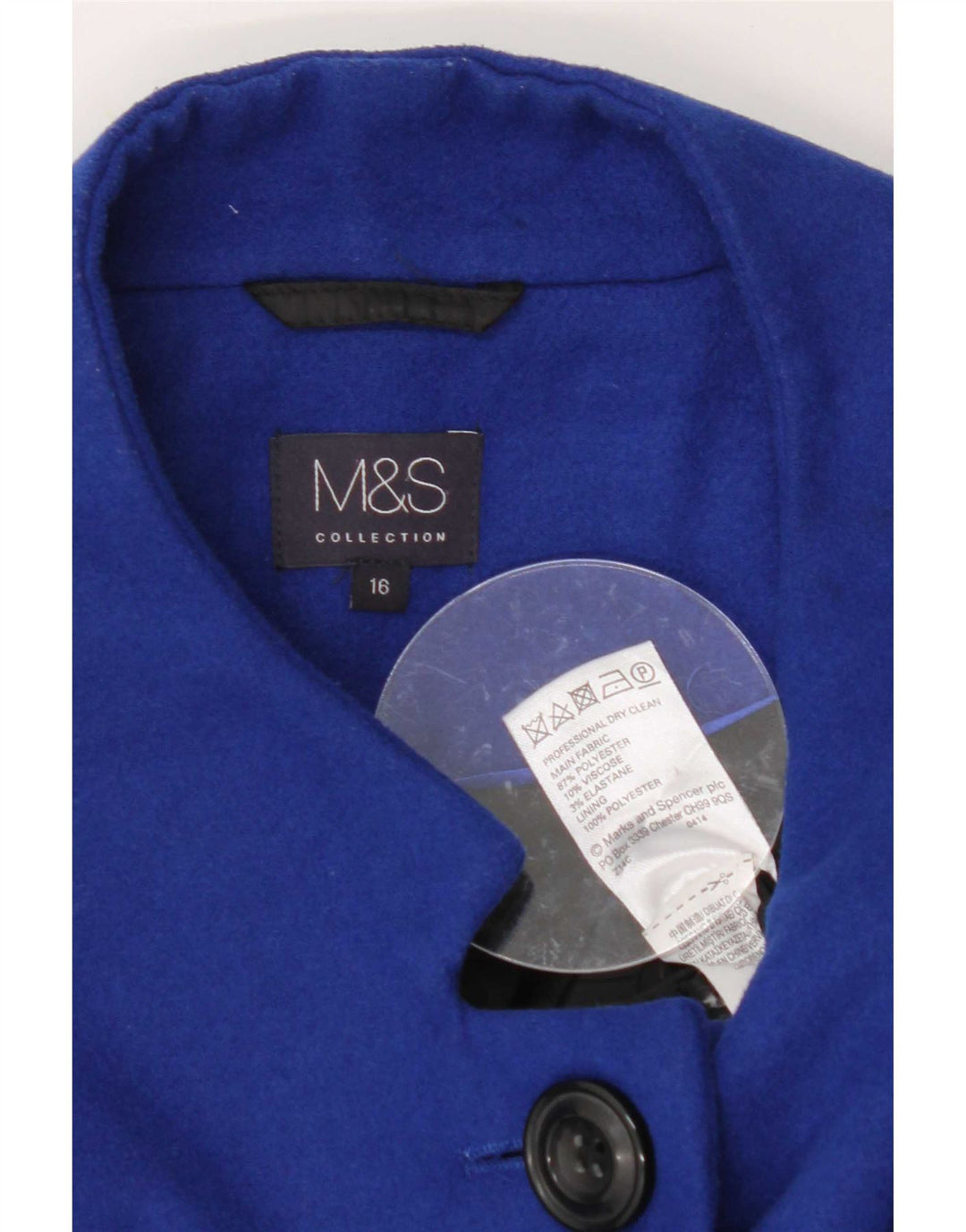 Женское пальто Marks & Spencer UK 16, большой синий полиэстер