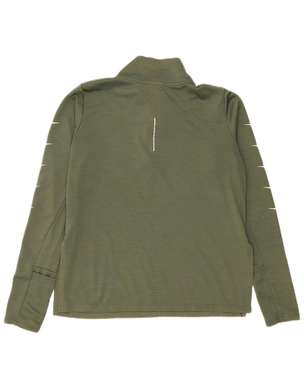 Женский топ с графическим принтом и воротником на молнии Nike Dri Fit UK 14, средний зеленый цвет