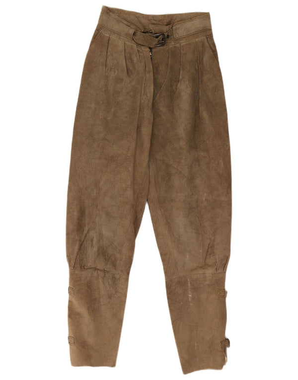 Винтажные женские замшевые брюки EU 36, маленькие W26 L27, бежевые кожаные