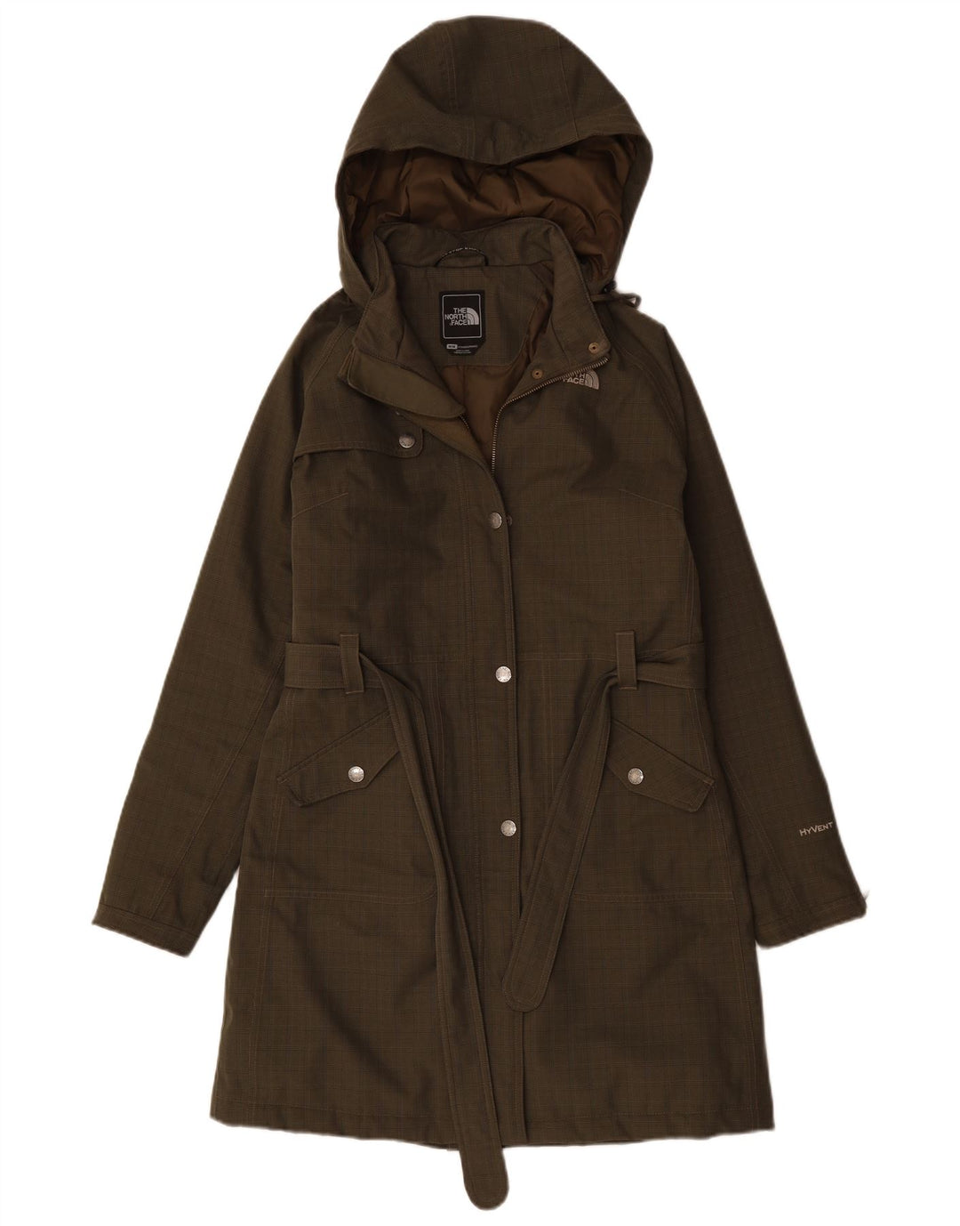 Женская ветровка с капюшоном THE NORTH FACE UK 14, средний зеленый цвет в клетку