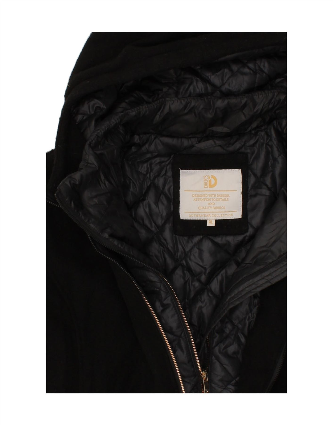 DACK'S Womens Hooded Overcoat UK 18 XL Black Vintage Dack's and Second-Hand Dack's from Messina Hembry 