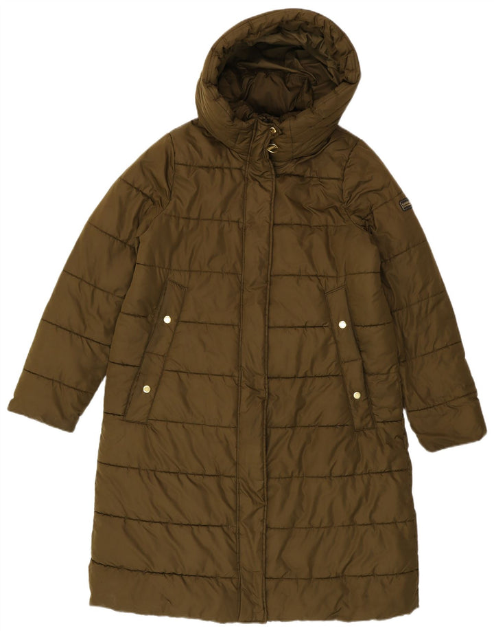 Женское длинное стеганое пальто с капюшоном Barbour UK 10, маленький цвет хаки