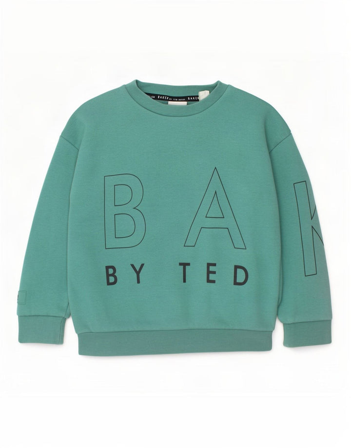 Свитшот с рисунком Ted Baker для мальчиков 4–5 лет, зеленый хлопок