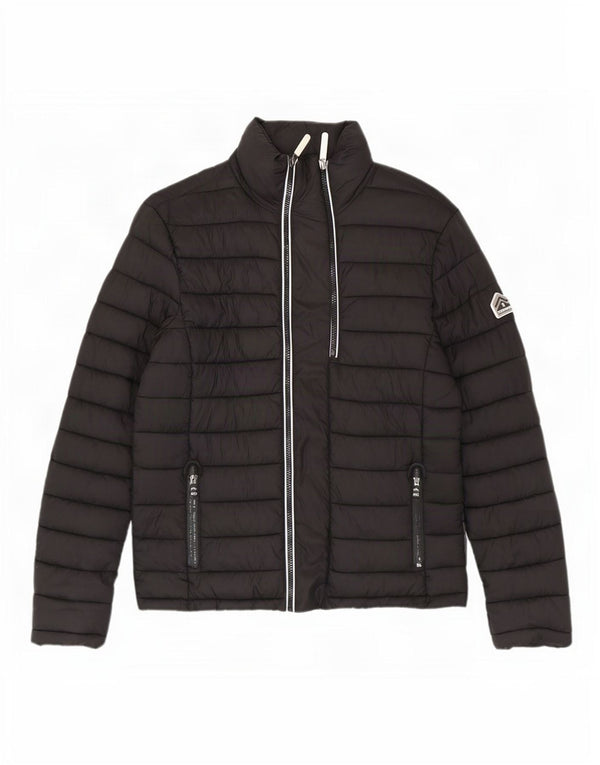 Мужская стеганая куртка Superdry UK 38, средний черный нейлон