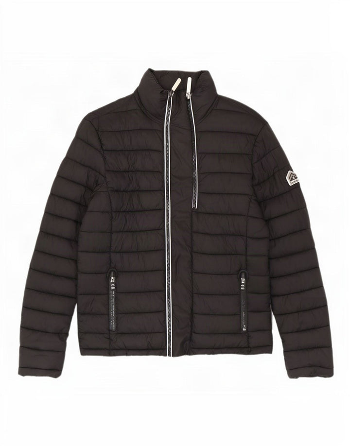 Мужская стеганая куртка Superdry UK 38, средний черный нейлон
