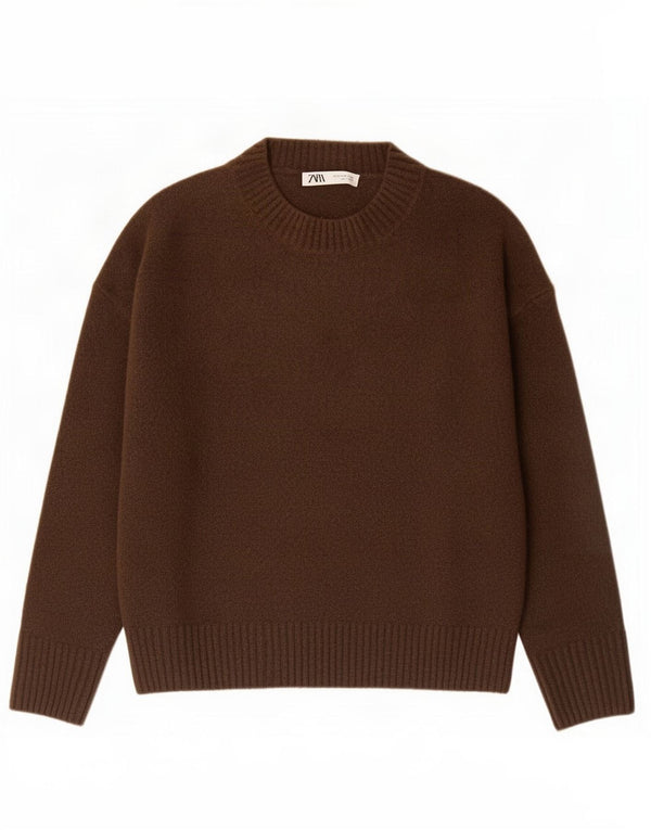 Женский свободный джемпер с вырезом «лодочка» Zara UK 10, маленький коричневый цвет