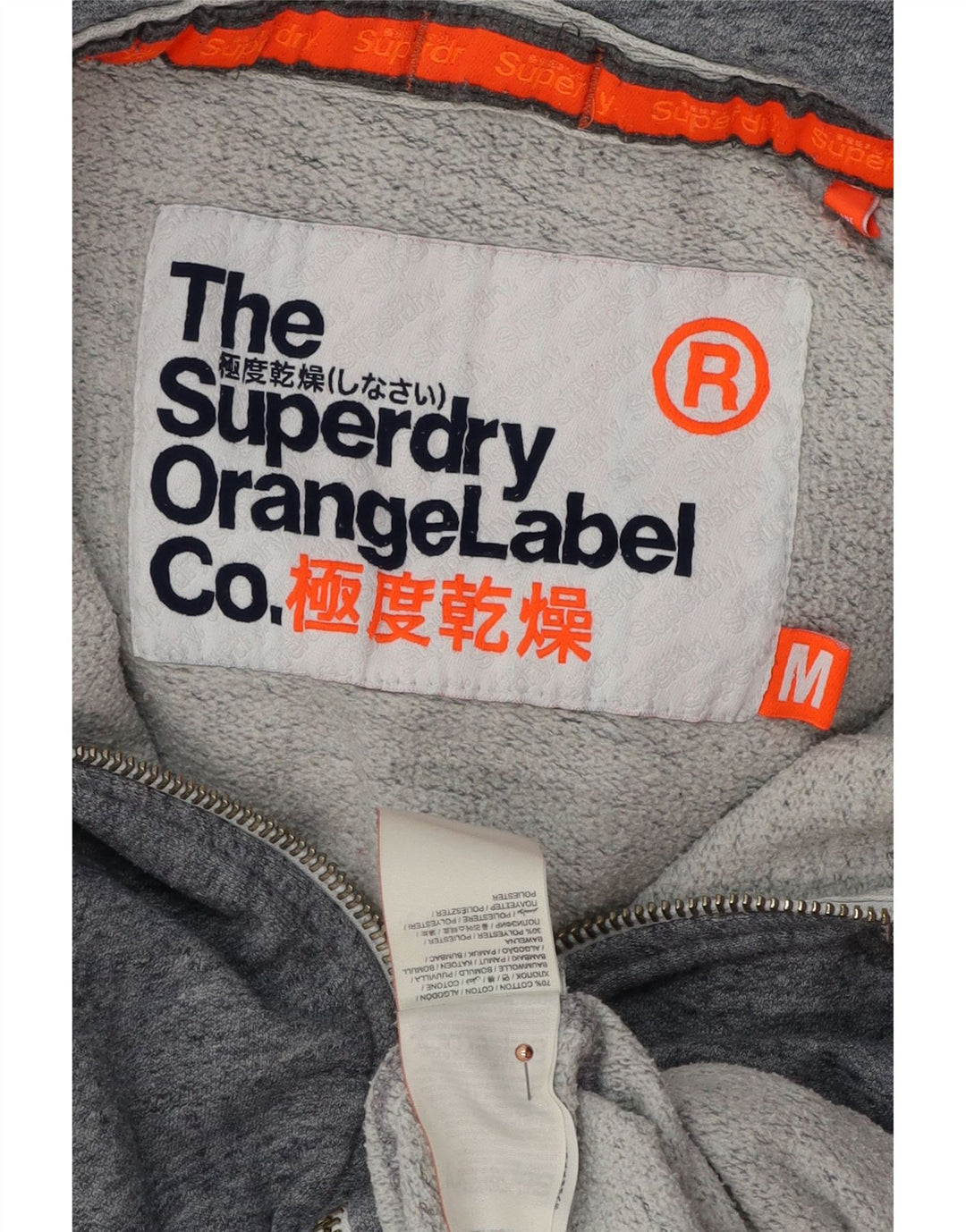 Мужской свитер с капюшоном на молнии Superdry, средний синий хлопковый крапчатый свитер