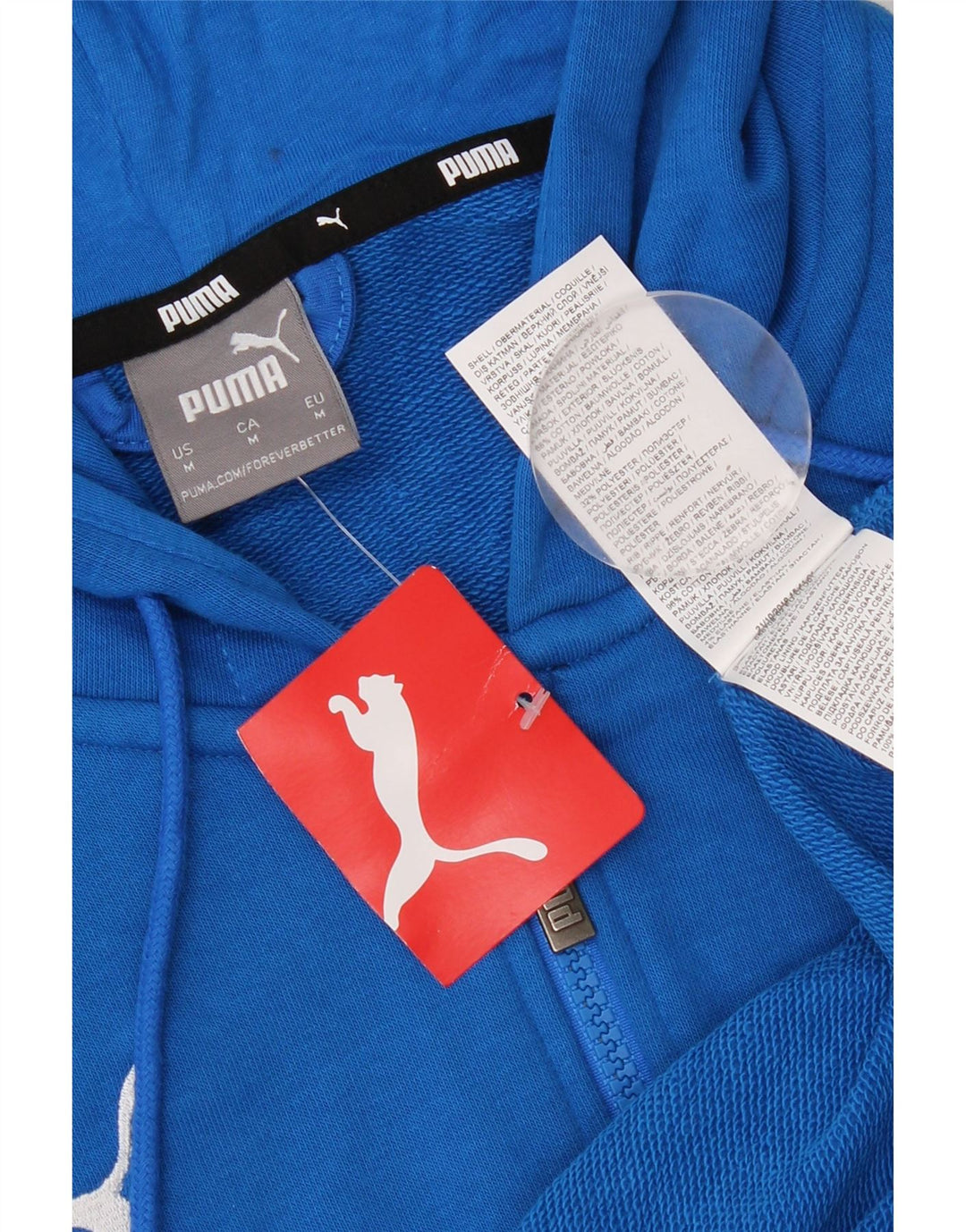 Мужской свитер с капюшоном на молнии Puma среднего синего цвета, хлопок