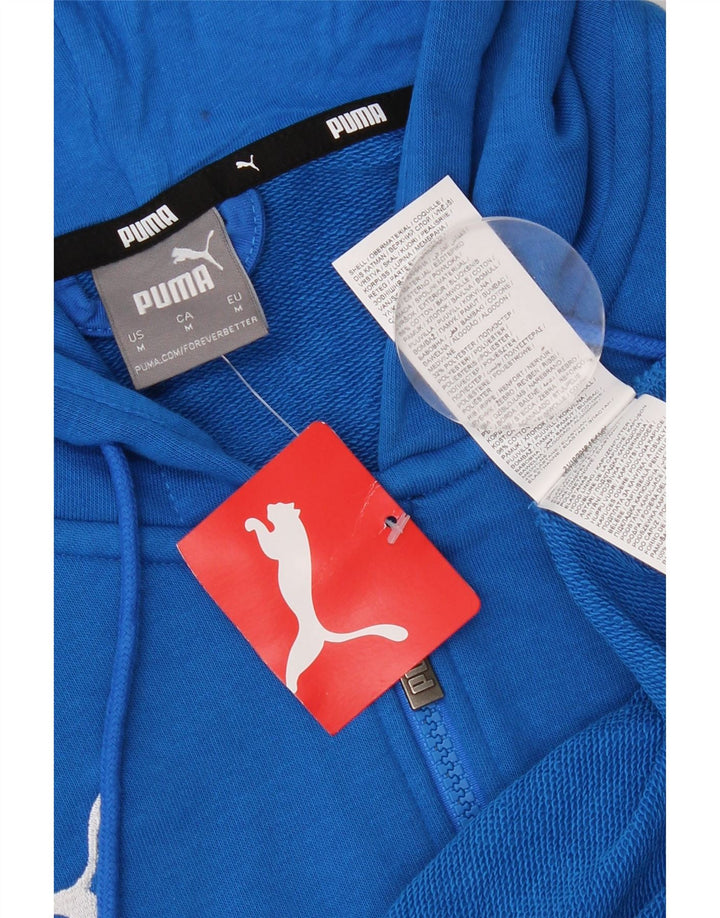 Мужской свитер с капюшоном на молнии Puma среднего синего цвета, хлопок