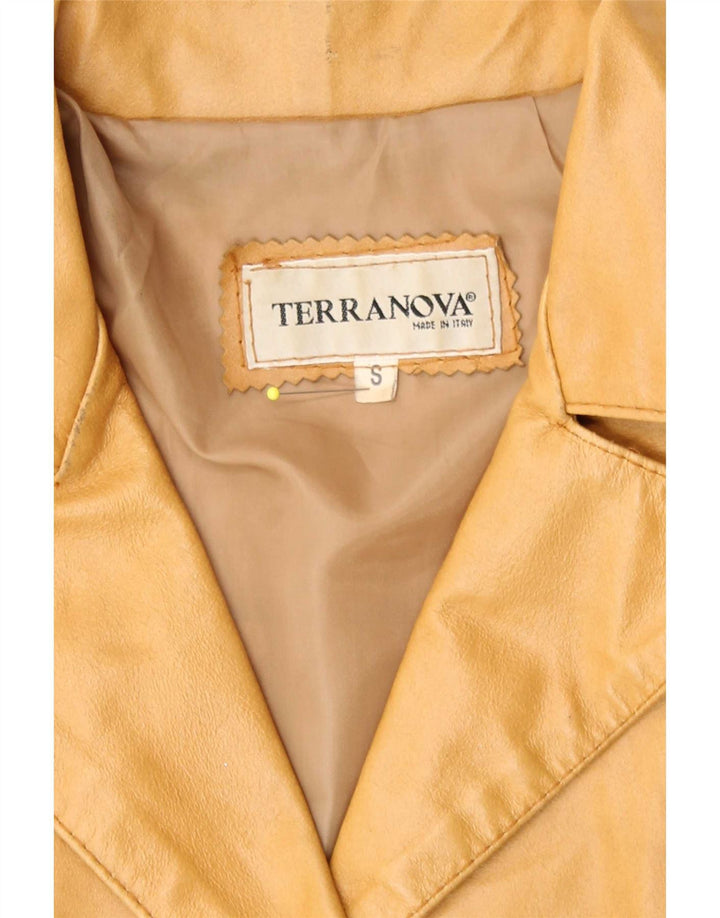 Женское кожаное пальто Terranova UK 10 маленькое бежевое кожаное
