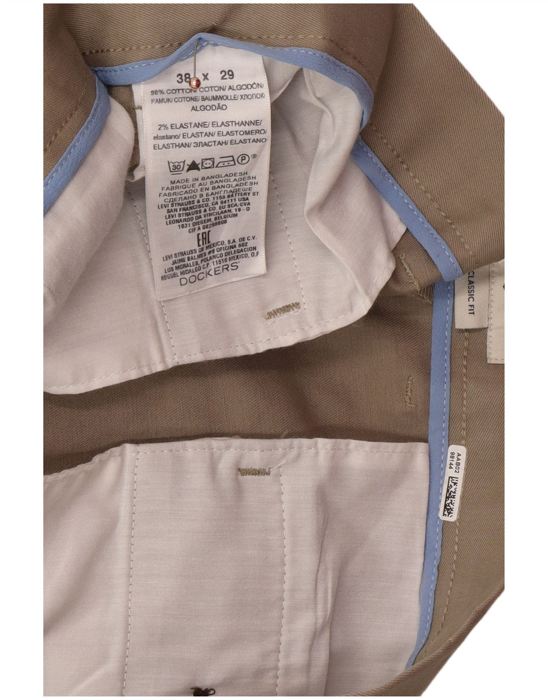 DOCKERS Мужские классические брюки чинос W38 L29 Бежевые хлопковые классические