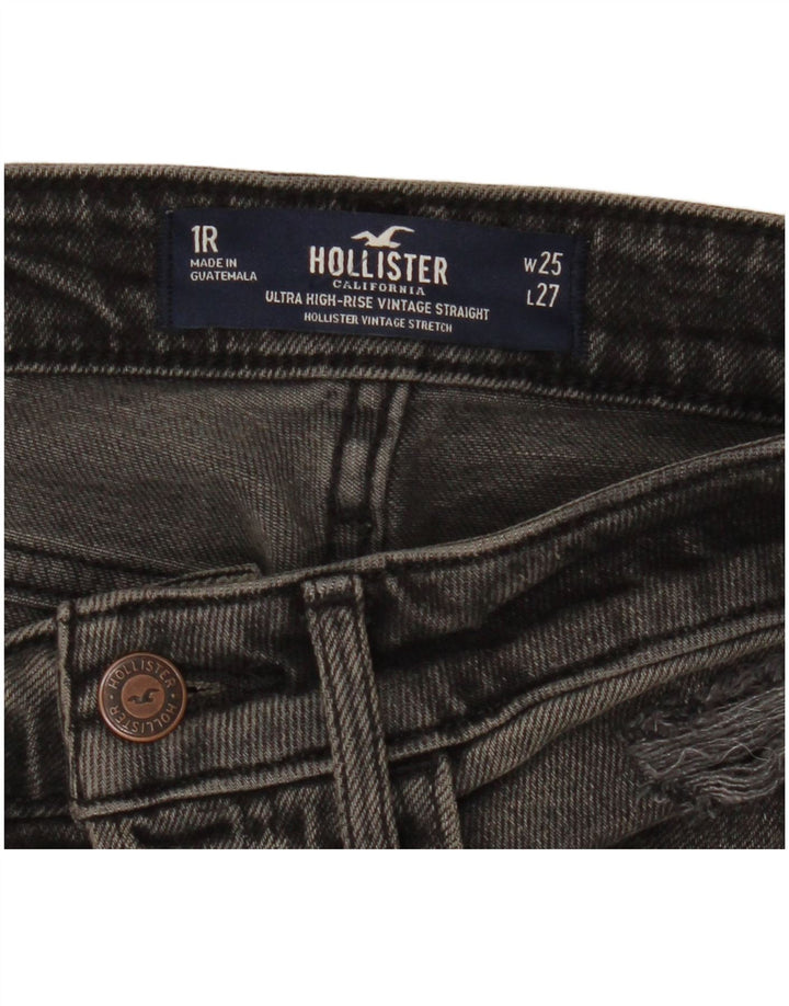 HOLLISTER Женские прямые джинсы с высокой посадкой W25 L27, черный хлопок