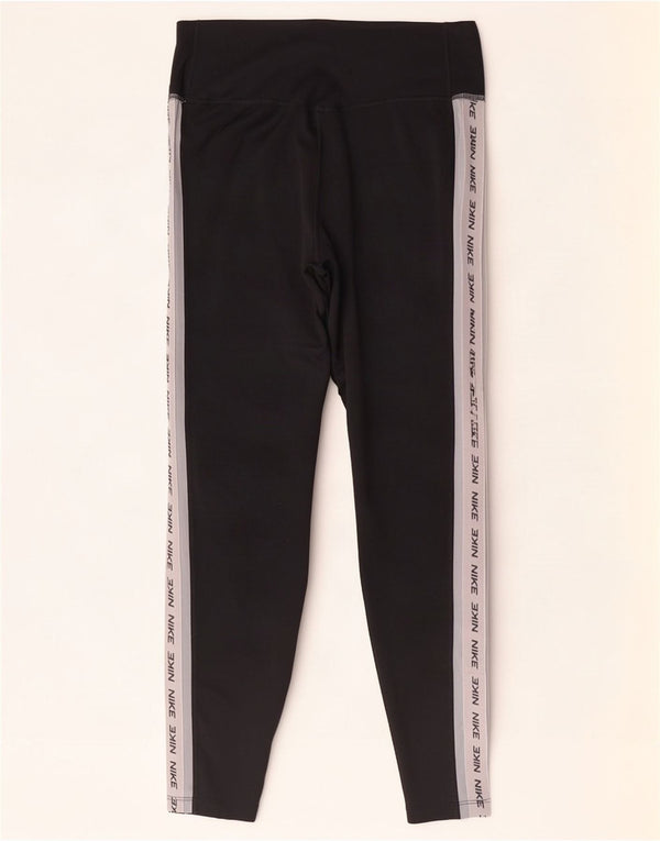 Женские леггинсы с рисунком Nike Dri Fit UK 14, средние, черные, с цветными блоками