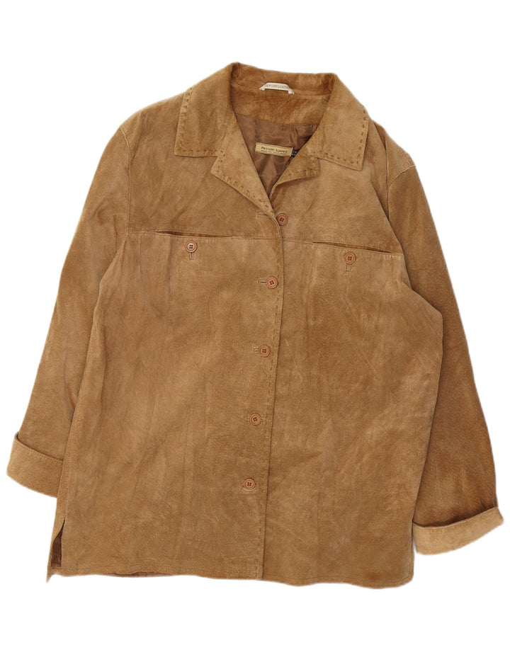 PRIVILEGI Womens Suede Overcoat IT 52 2XL Brown Leather